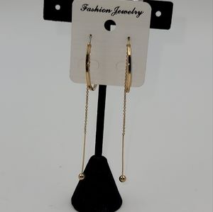 Fashion Gold Tone Full Long Earring Arc Circle Ball Dangling chain earrings